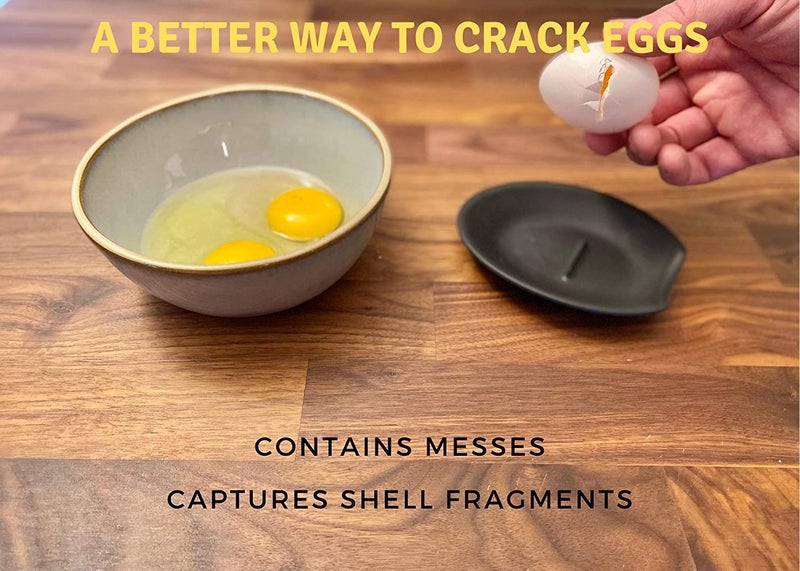 Crack'em THE ORIGINAL Crack'em Egg Cracker & Spoon Rest (Creamy White) - Perfectly Cracks Eggs & Contains Messes - Easy to Use & Clean - Great for Kids - Prevents Broken Yolks - Image 2